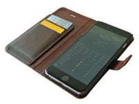 iPhone 6 Plus Leather Case, Pappo – Wallet Case with Card and ID Holder, Dark Brown PU Leather