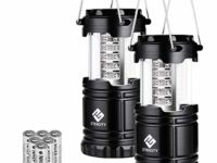 Etekcity 2 Pack Portable Outdoor LED Camping Lantern with 6 AA Batteries (Black, Collapsible)