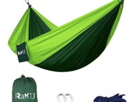 Raku 2 Person Portable Outdoor Traveling Camping Parachute Nylon Fabric Hammock (green)